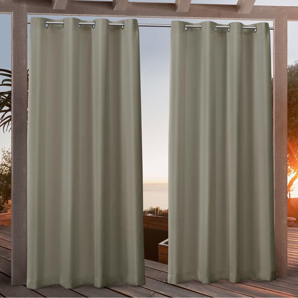 Nicole Miller Khaki Cabana Curtains 2 pack